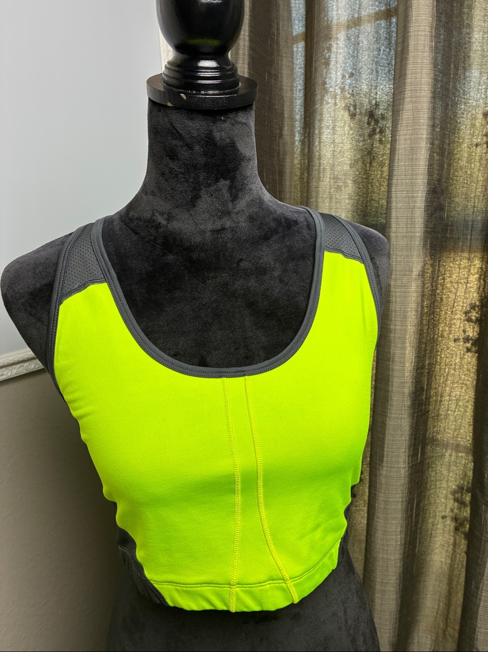 bcg Neon Yellow and Gray Racerback Sports Bra